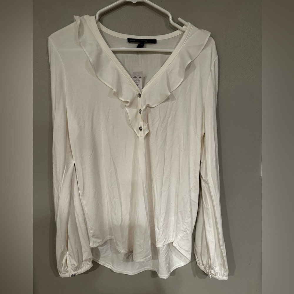 NWT White House Black Market cream long sleeve blouse size small